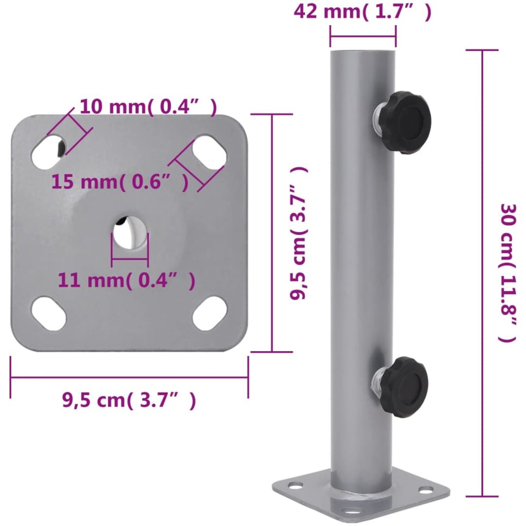 Parasollfot för ⌀32/34/38 mm stolpe silver stål vidaXL – bild 6