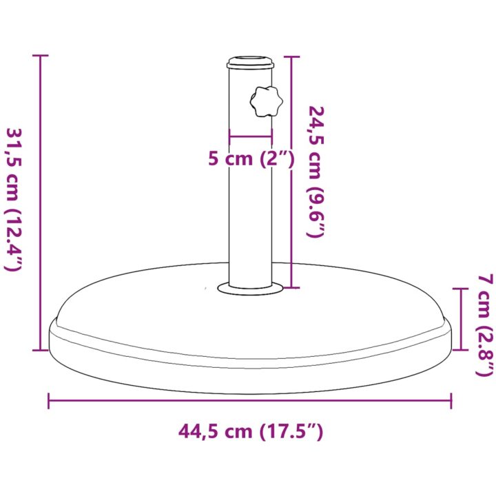 Parasollfot för ⌀32/35/38 mm stolpar 15 kg rund vidaXL – bild 9