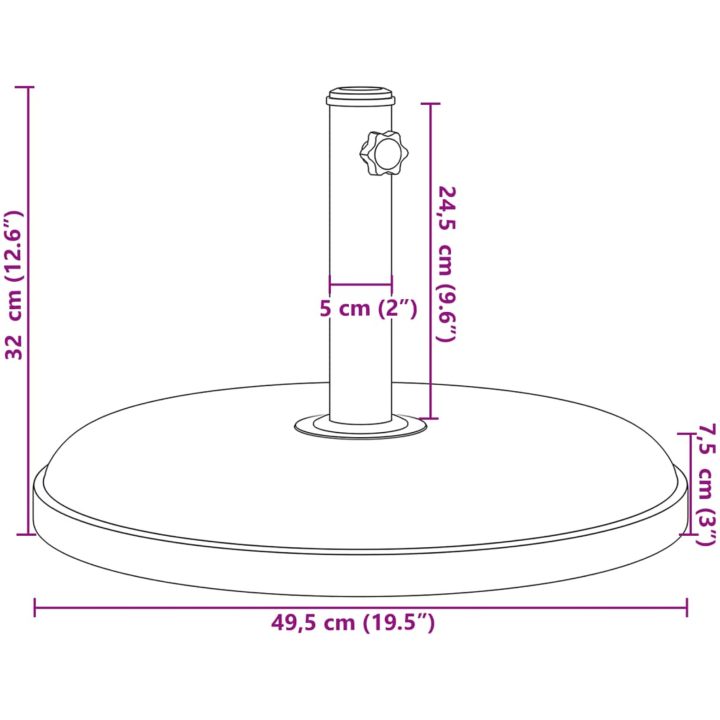 Parasollfot för ⌀32/35/38 mm stolpar 25 kg rund vidaXL – bild 9