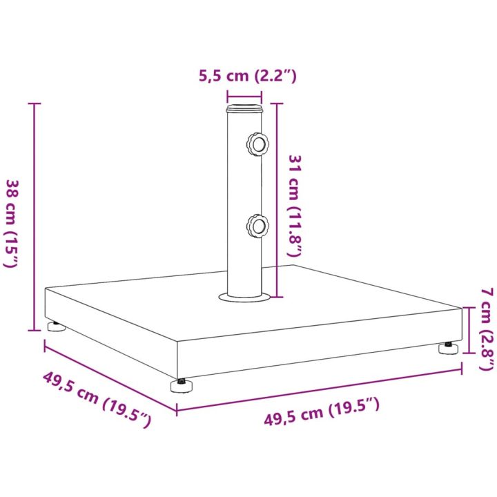 Parasollfot för ⌀32/38/48 mm stolpar 11 kg fyrkantigt vidaXL – bild 9