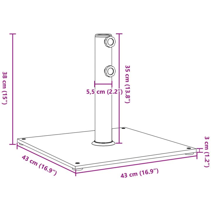 Parasollfot för ⌀32/38/48 mm stolpar 17 kg fyrkantigt vidaXL – bild 9