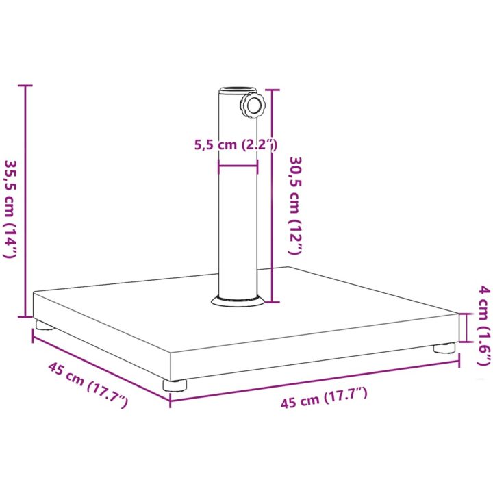 Parasollfot för ⌀32/38/48 mm stolpar 18 kg fyrkantigt vidaXL – bild 9