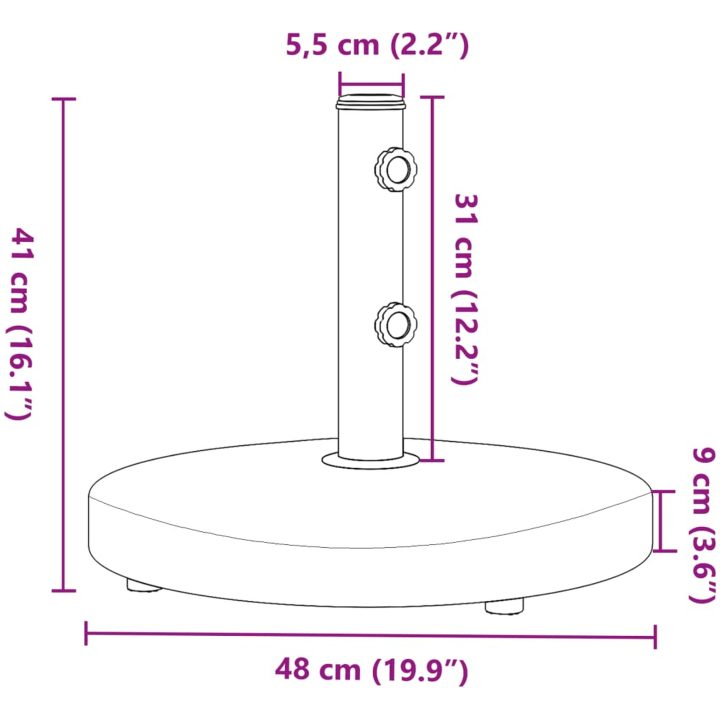 Parasollfot för ⌀32/38/48 mm stolpar 25 kg rund vidaXL – bild 9