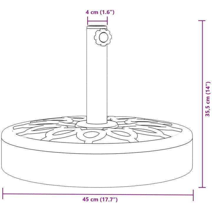 Parasollfot för ⌀38 / 48 mm stolpar 25 kg rund vidaXL – bild 8