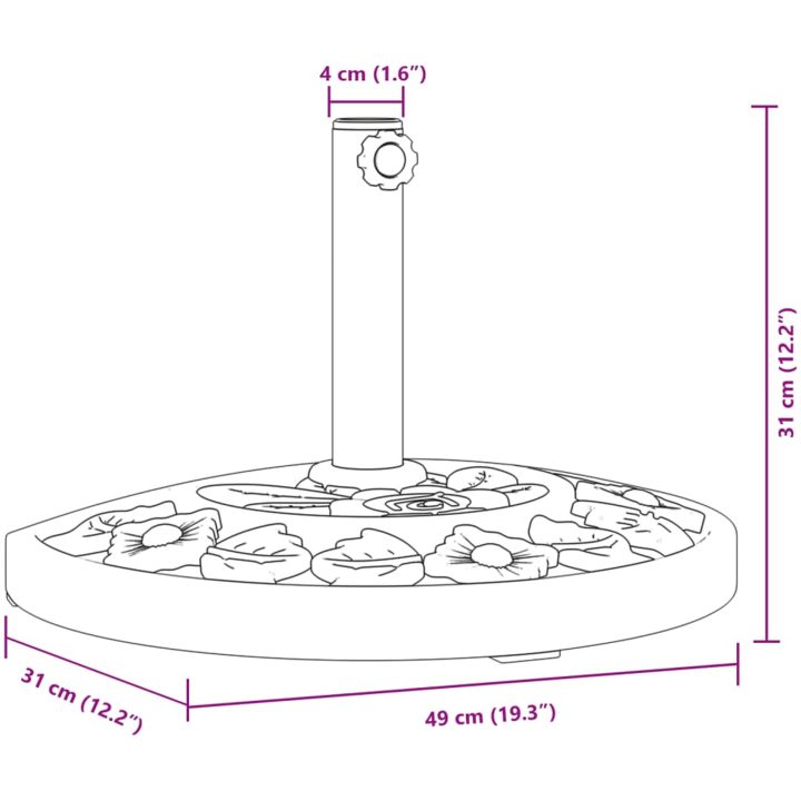 Parasollfot för ⌀38 / 48 mm stolpar 9 kg halvrund vidaXL – bild 8