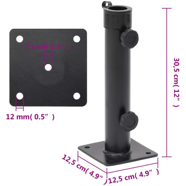 Parasollfot för ⌀38/48 mm stolpe matt svart stål vidaXL – bild 7