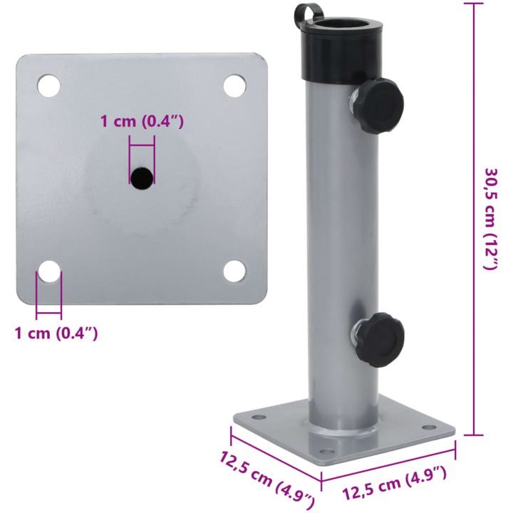 Parasollfot för ⌀38/48 mm stolpe silver stål vidaXL – bild 7