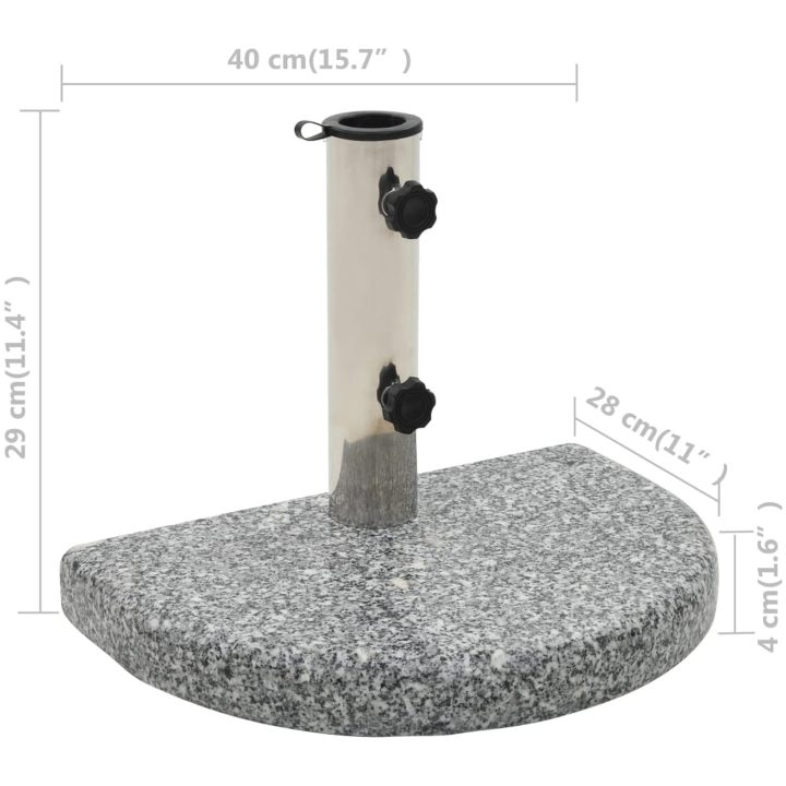 Parasollfot granit 10 kg halvrund grå vidaXL – bild 6