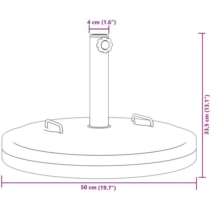 Parasollfot med handtag för ⌀38 / 48 mm stolpar 25 kg rund vidaXL – bild 9