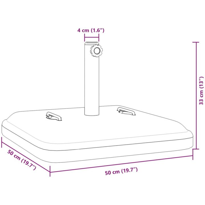Parasollfot med handtag för ⌀38 / 48 mm stolpar 27 kg fyrkantig vidaXL – bild 9