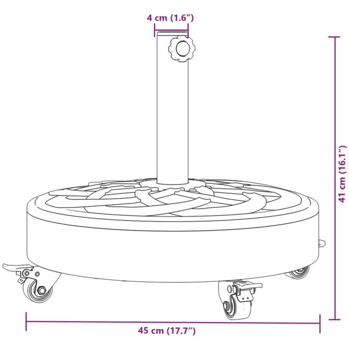 Parasollfot med hjul för ⌀38 / 48 mm stolpar 27 kg rund vidaXL – bild 8