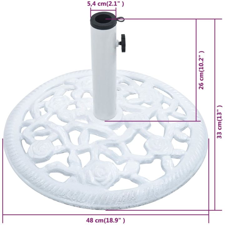 Parasollfot vit 12 kg 48 cm gjutjärn vidaXL 48 x 48 x 33 cm – bild 8