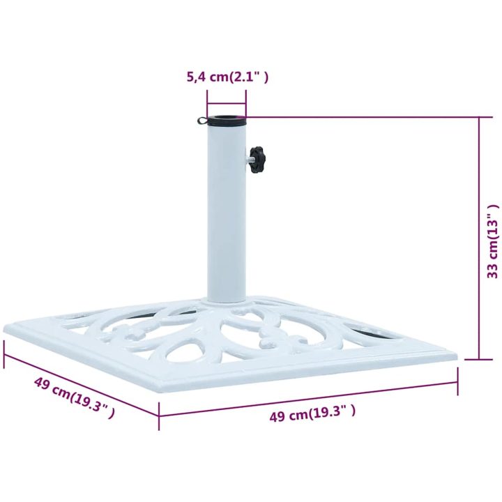 Parasollfot vit 12 kg 49 cm gjutjärn vidaXL 49 x 49 x 33 cm – bild 9