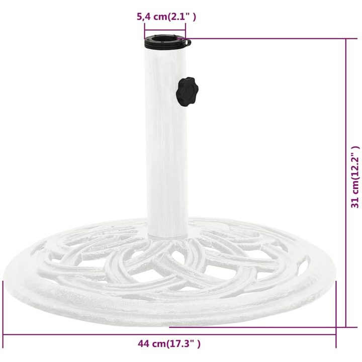 Parasollfot vit 44x gjutjärn vidaXL ⌀44 x 31 cm – bild 9