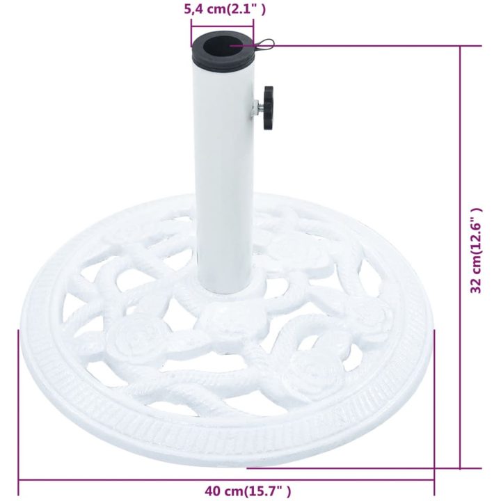 Parasollfot vit 9 kg 40 cm gjutjärn vidaXL 40 x 40 x 32 cm – bild 8