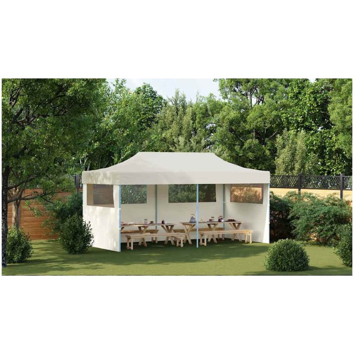 Partytält hopfällbart 3 x 6 m gräddvit vidaXL – bild 4