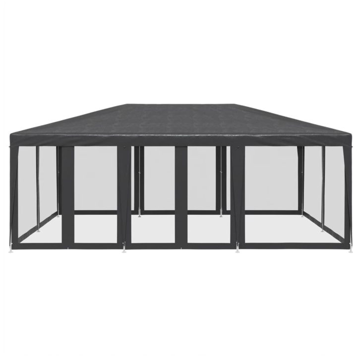 Partytält med 10 sidoväggar i nät HDPE antracit vidaXL 6 x 4 m – bild 3