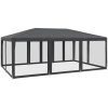 Partytält med 10 sidoväggar i nät HDPE antracit vidaXL 6 x 4 m – miniatyr 5