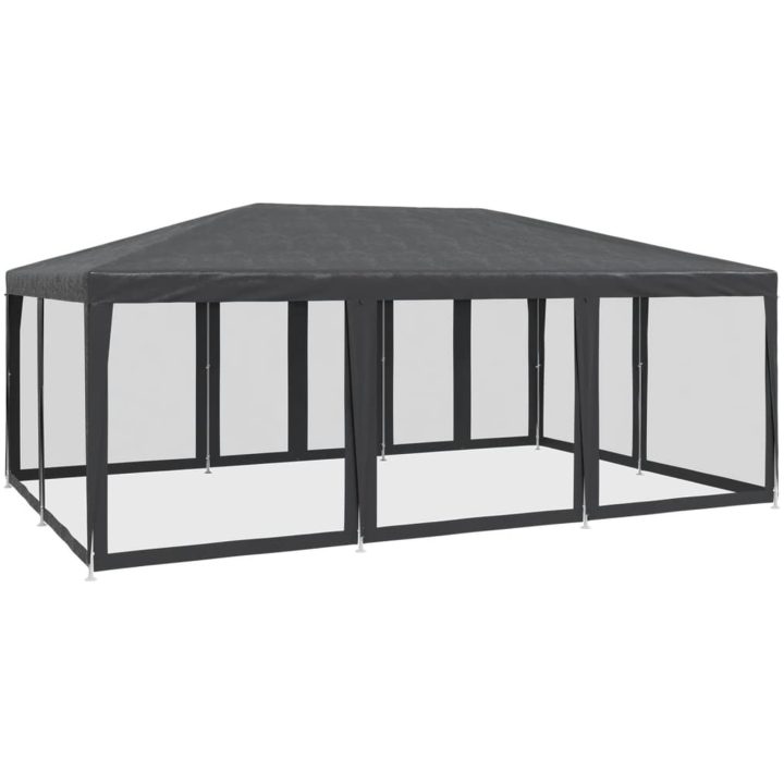 Partytält med 10 sidoväggar i nät HDPE antracit vidaXL 6 x 4 m – bild 5