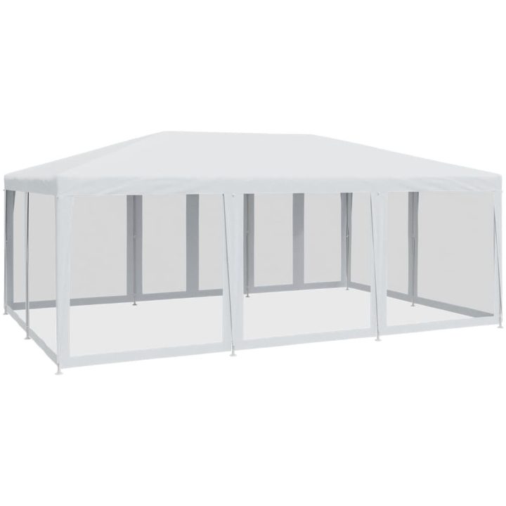 Partytält med 10 sidoväggar i nät HDPE vit vidaXL 6 x 4 m – bild 5