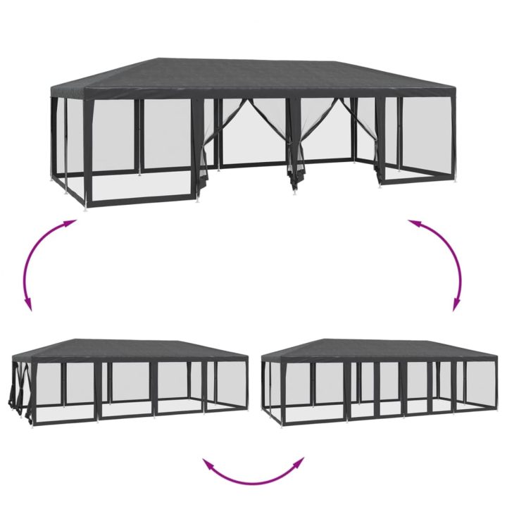 Partytält med 12 sidoväggar i nät HDPE antracit vidaXL 8 x 4 m – bild 6
