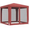 Partytält med 4 sidoväggar i nät HDPE röd vidaXL 2.5 x 2.5 m – miniatyr 5