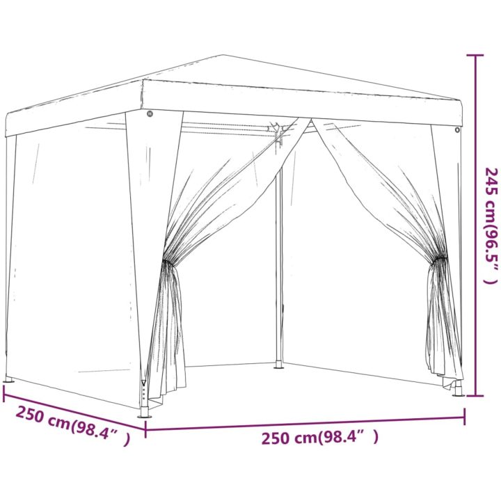 Partytält med 4 sidoväggar i nät vit vidaXL 2.5 x 2.5 m – bild 7