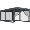 Partytält med 6 sidoväggar i nät HDPE antracit vidaXL 3 x 6 m – miniatyr 2