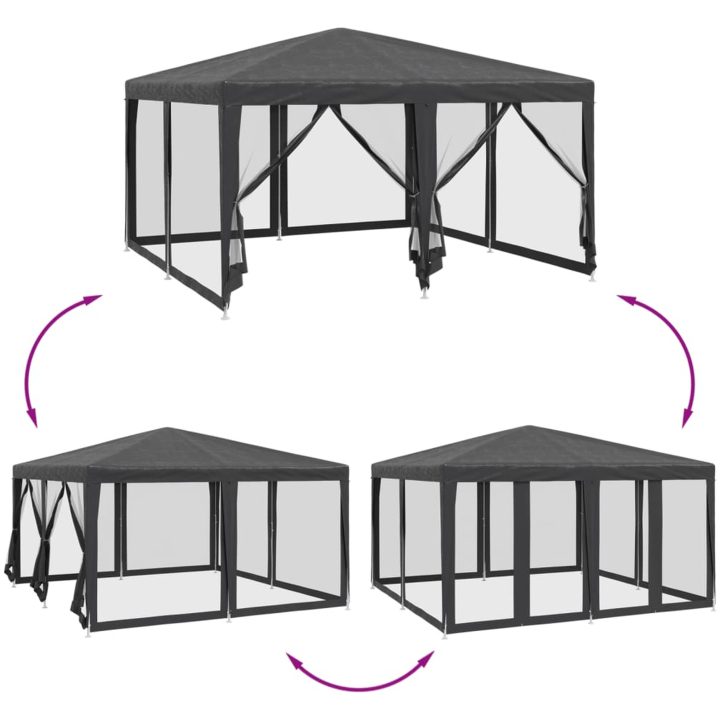 Partytält med 8 sidoväggar i nät HDPE antracit vidaXL 4 x 4 m – bild 6
