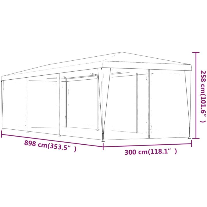 Partytält med 8 sidoväggar i nät HDPE grön vidaXL 3 x 9 m – bild 7