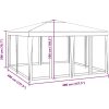 Partytält med 8 sidoväggar i nät HDPE vit vidaXL 4 x 4 m – miniatyr 8