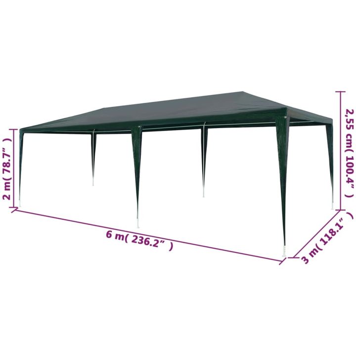 Partytält PE grön vidaXL 3 x 6 m – bild 6