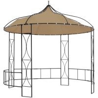 Paviljong 300x290 cm taupe rund vidaXL