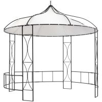 Paviljong 300x290 cm vit rund vidaXL