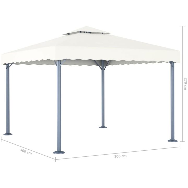 Paviljong 300x300 cm gräddvit aluminium vidaXL – bild 4