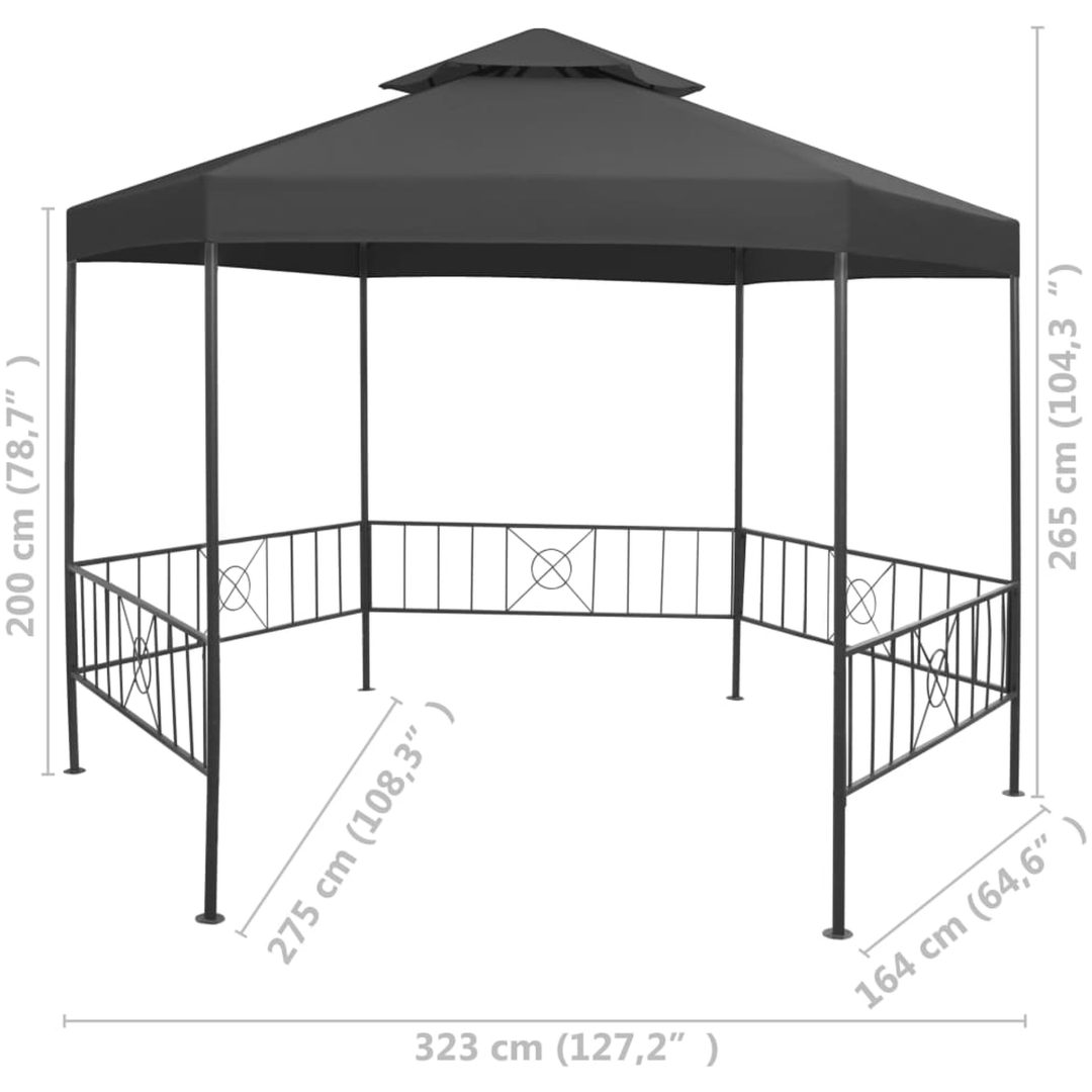 Paviljong 323x275x265 cm antracit vidaXL – bild 8