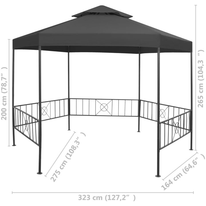 Paviljong 323x275x265 cm antracit vidaXL – bild 8