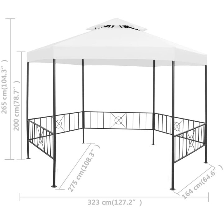 Paviljong 323x275x265 cm vit 180 g/m² vidaXL – bild 8