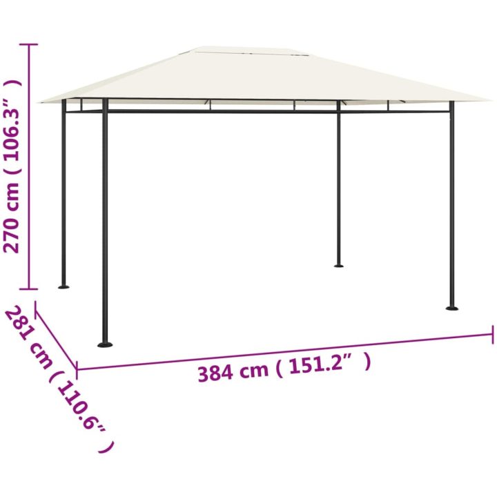 Paviljong 384x281x270 cm gräddvit 180 g/m² vidaXL – bild 5