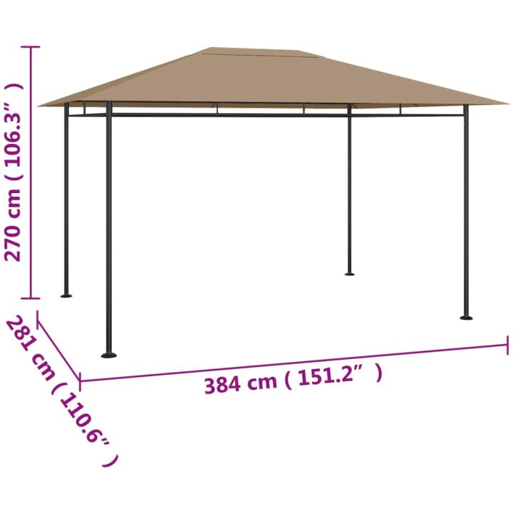 Paviljong 384x281x270 cm taupe 180 g/m² vidaXL – bild 5