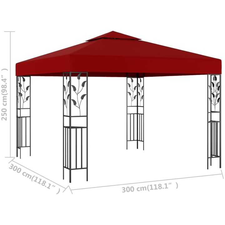 Paviljong 3x3 m vinröd vidaXL – bild 5