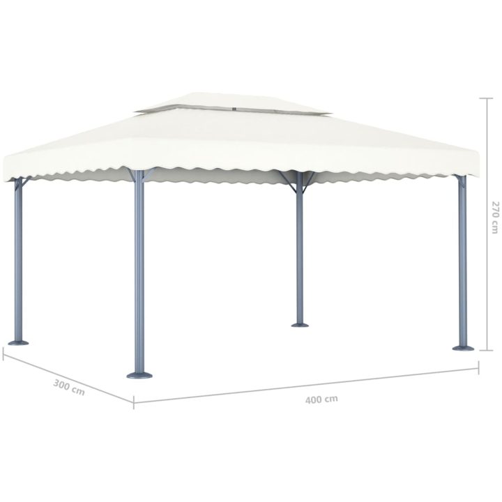 Paviljong 400x300 cm gräddvit aluminium vidaXL – bild 5