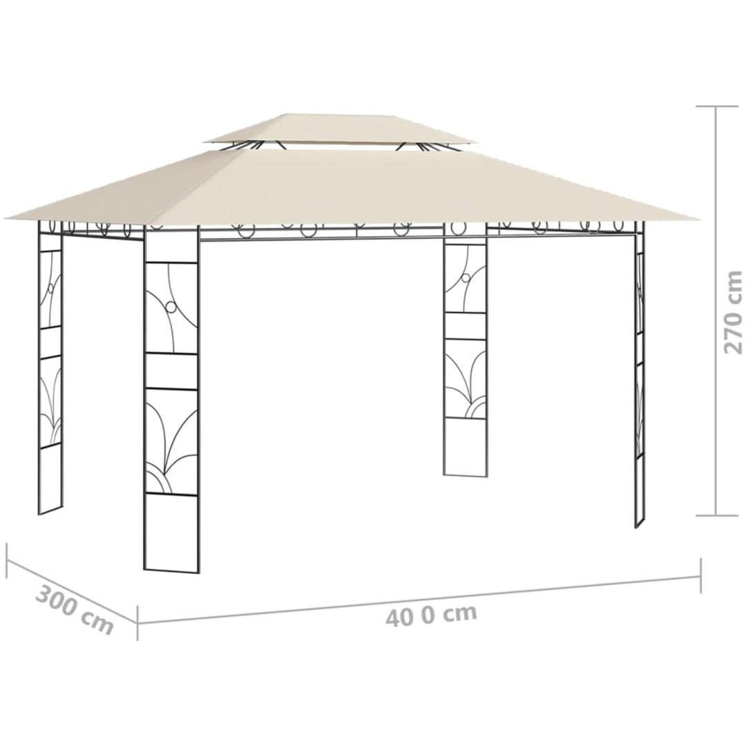 Paviljong 4x3x2,7 m gräddvit 160 g/m² vidaXL – bild 6