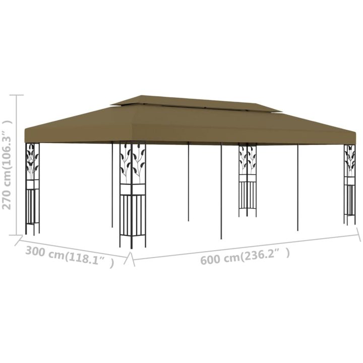 Paviljong 6x3 m taupe 180 g/m² vidaXL – bild 6