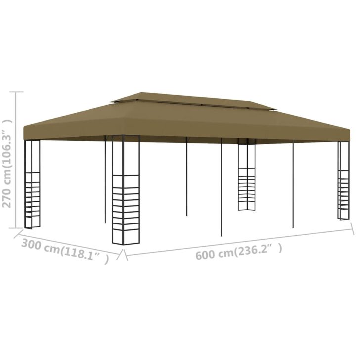 Paviljong 6x3x2,7 m taupe 180 g/m² vidaXL 3 x 6 m – bild 6