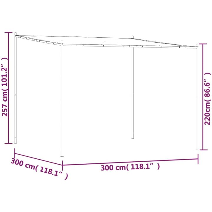 Paviljong antracit 3x3 m 180 g/m² tyg och stål vidaXL – bild 8