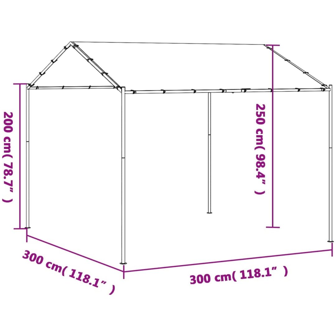 Paviljong antracit 3x3 m stål och tyg vidaXL – bild 9