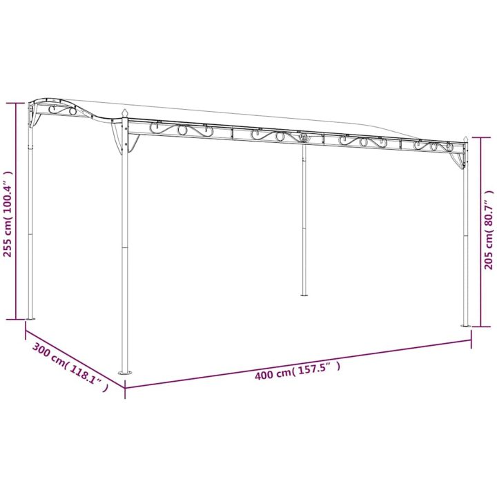 Paviljong antracit 4x3 m 180 g/m² tyg och stål vidaXL – bild 9