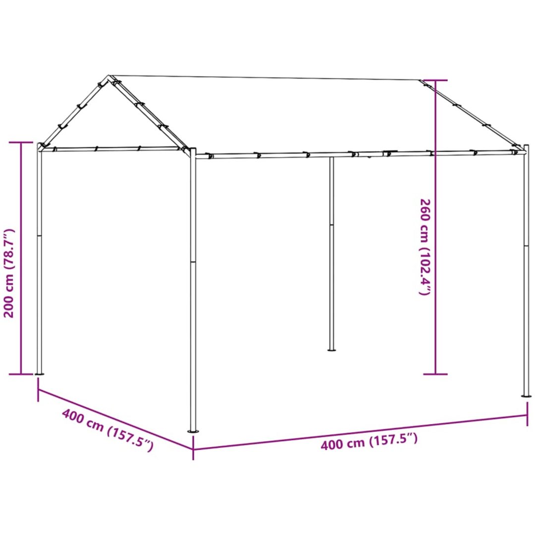 Paviljong antracit 4x4 m stål och tyg vidaXL – bild 9