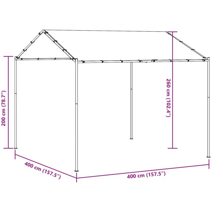 Paviljong antracit 4x4 m stål och tyg vidaXL – bild 9